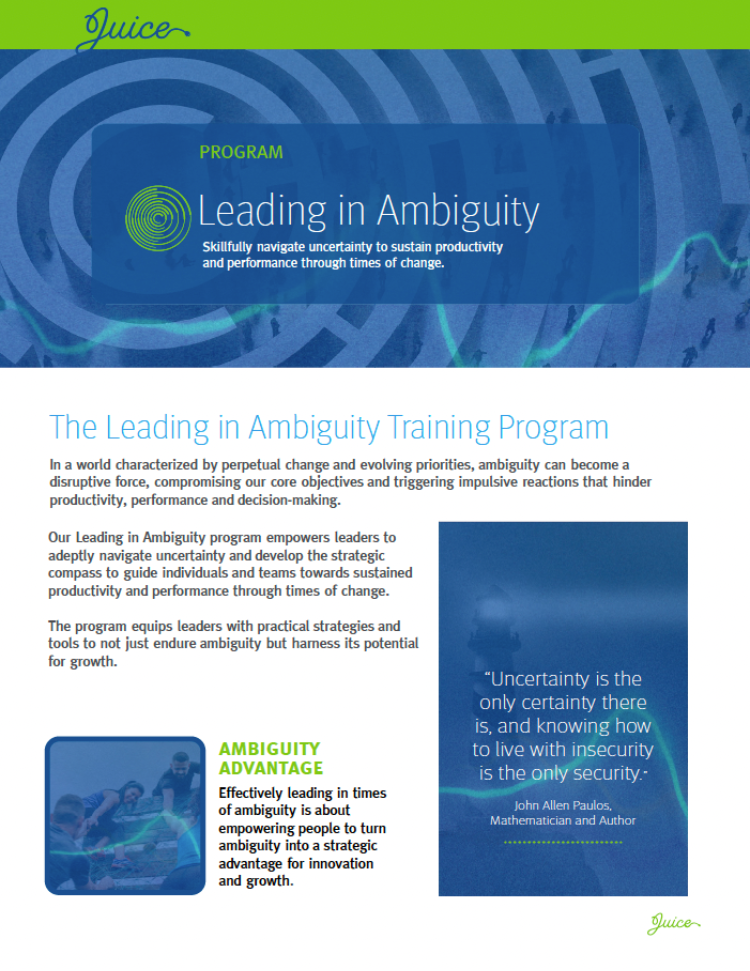 Leading in Ambiguity training program overview cover