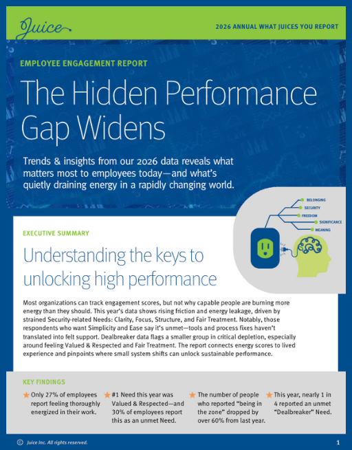 What Juices You Workplace Energy Employee Engagement Report Cover